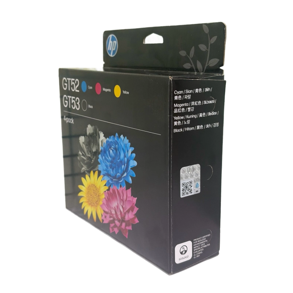 HP GT52 Cyan Magenta Yellow GT53 Black Ink Bottle Combo view 3